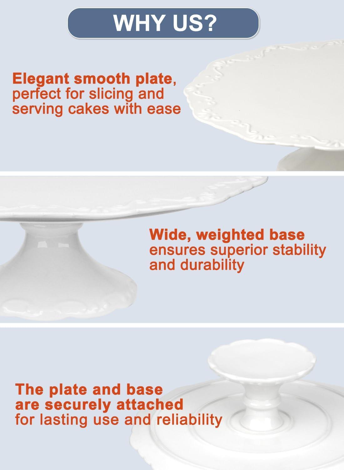 image:image12 White Cake Stand for 10 Cake Porcelain Cake Plate Cake Pedestal Stand Round Dessert Stand Wedding Cake Stand for Party Birthday Baby Shower Christmas Home Decorating Cake Display Stand10 Inch for up to 8 Cake