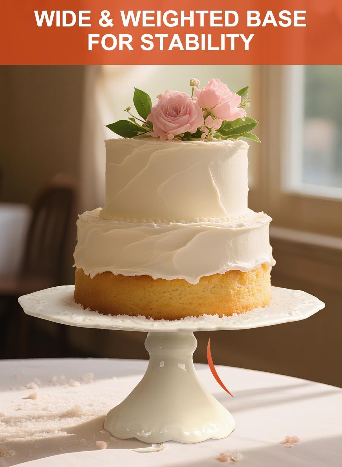 image:image12 White Cake Stand for 10 Cake Porcelain Cake Plate Cake Pedestal Stand Round Dessert Stand Wedding Cake Stand for Party Birthday Baby Shower Christmas Home Decorating Cake Display Stand10 Inch for up to 8 Cake