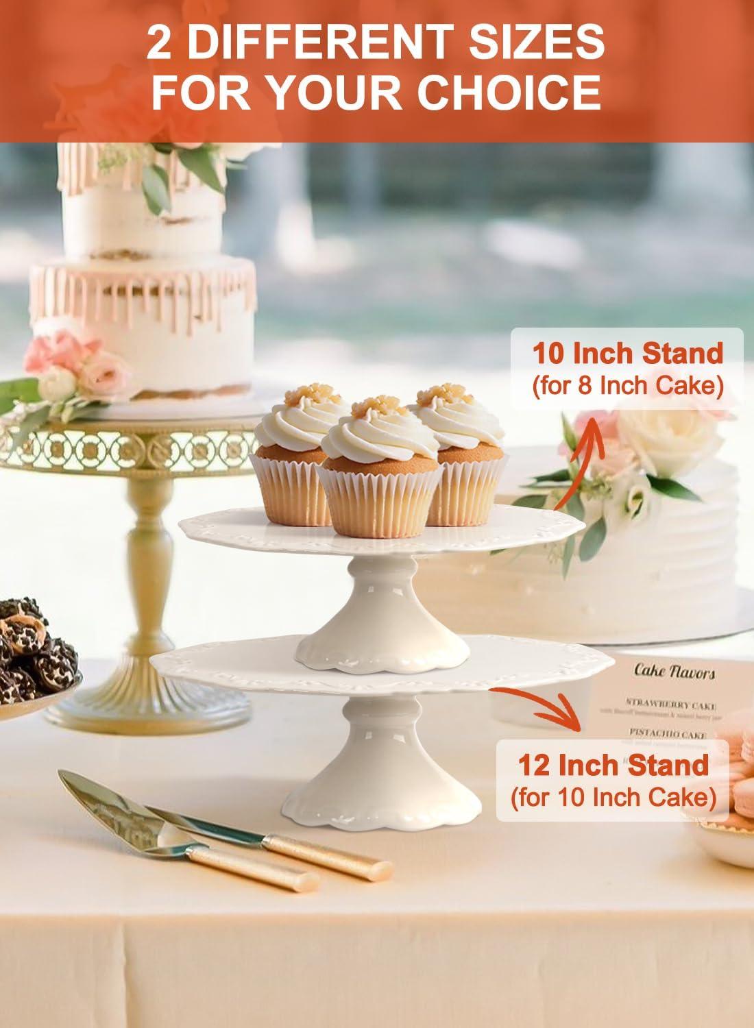 image:image12 White Cake Stand for 10 Cake Porcelain Cake Plate Cake Pedestal Stand Round Dessert Stand Wedding Cake Stand for Party Birthday Baby Shower Christmas Home Decorating Cake Display Stand10 Inch for up to 8 Cake