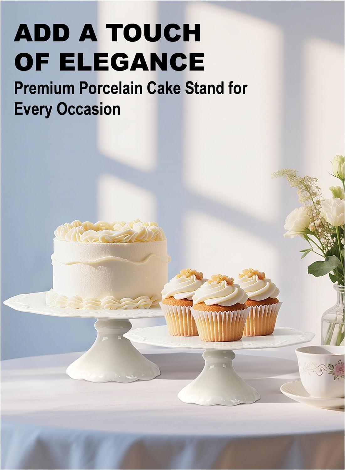 image:image12 White Cake Stand for 10 Cake Porcelain Cake Plate Cake Pedestal Stand Round Dessert Stand Wedding Cake Stand for Party Birthday Baby Shower Christmas Home Decorating Cake Display Stand12 Inch for up to 10 Cake