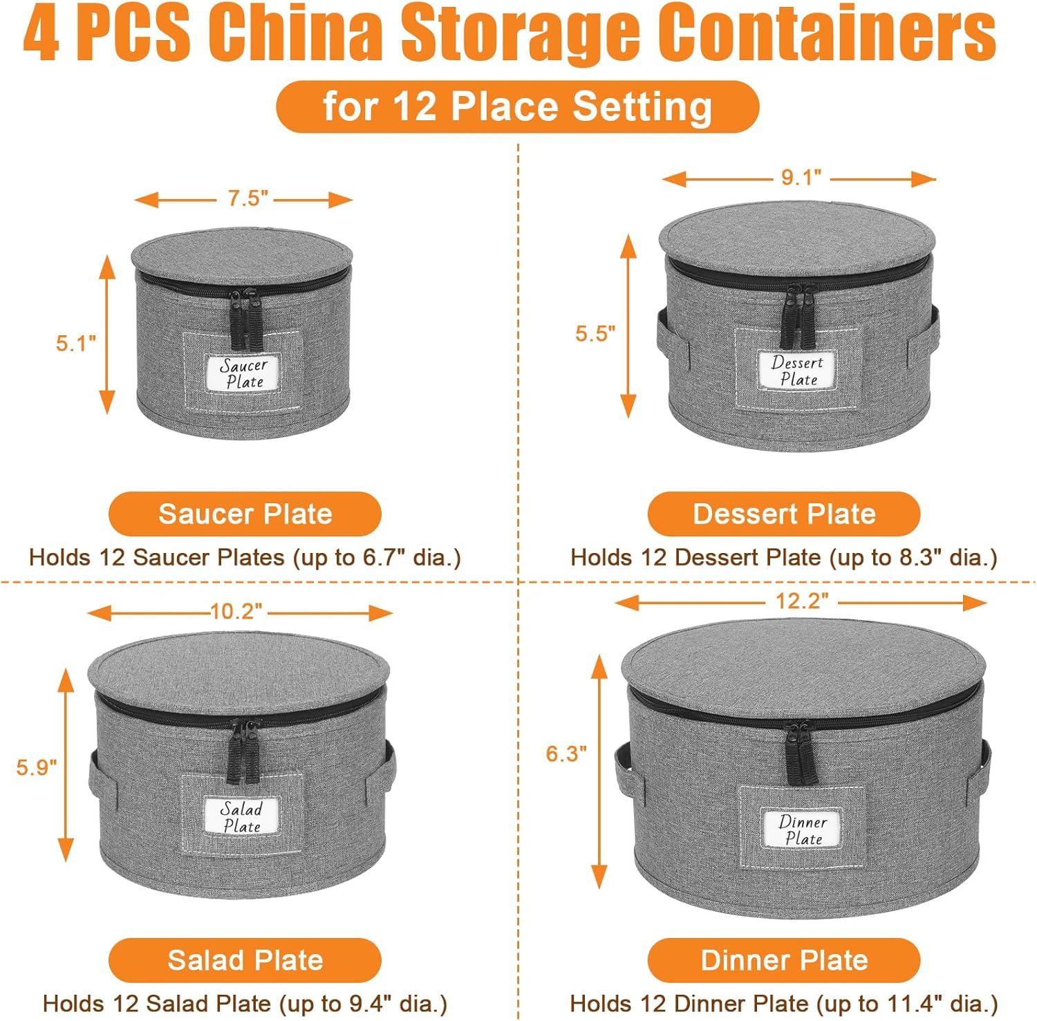 image:imageCoffee Mug Storage Box 2 Pack with Dividers China Storage Containers Organizer Moving Supplies Hard Shell amp Stackable for Coffee Mugs Tea Cups wSturdy Lid amp Handles 24 Compartments GreyQuilted Set for China Storage 4pcs
