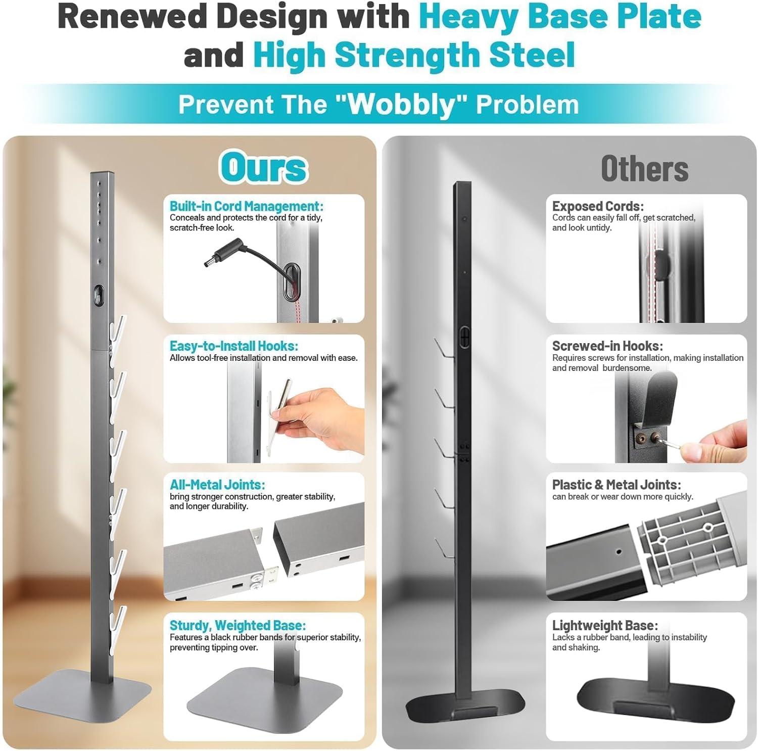 image:imageVacuum Stand Holder for Dyson Gen5 V8 V15 V12 V11 V10 V7 V6 FrontLine Metal Floor Docking Station with Builtin Cord Management SpaceSaving Organizer with 4 Hooks for Cordless Vacuum amp AccessoriesSliver