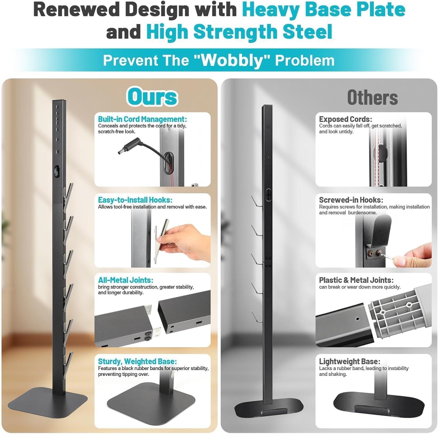image:imageVacuum Stand Holder for Dyson Gen5 V8 V15 V12 V11 V10 V7 V6 FrontLine Metal Floor Docking Station with Builtin Cord Management SpaceSaving Organizer with 4 Hooks for Cordless Vacuum amp AccessoriesGray