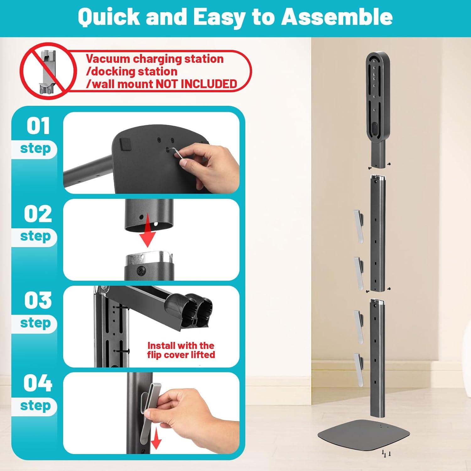 image:imageVacuum Stand Holder for Dyson Gen5 V8 V15 V12 V11 V10 V7 V6 FrontLine Metal Floor Docking Station with Builtin Cord Management SpaceSaving Organizer with 4 Hooks for Cordless Vacuum amp AccessoriesGray