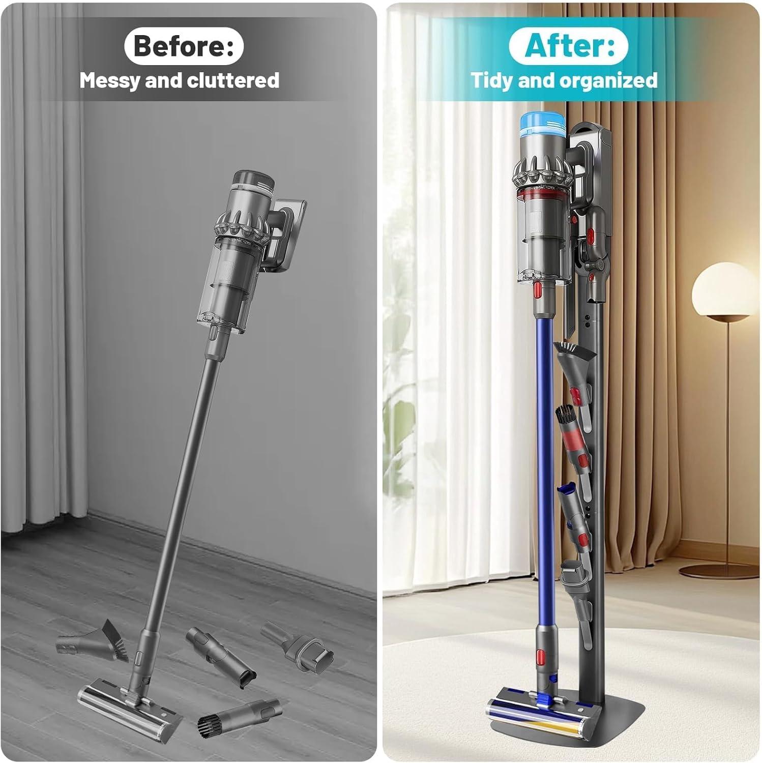 image:imageVacuum Stand Holder for Dyson Gen5 V8 V15 V12 V11 V10 V7 V6 FrontLine Metal Floor Docking Station with Builtin Cord Management SpaceSaving Organizer with 4 Hooks for Cordless Vacuum amp AccessoriesGray