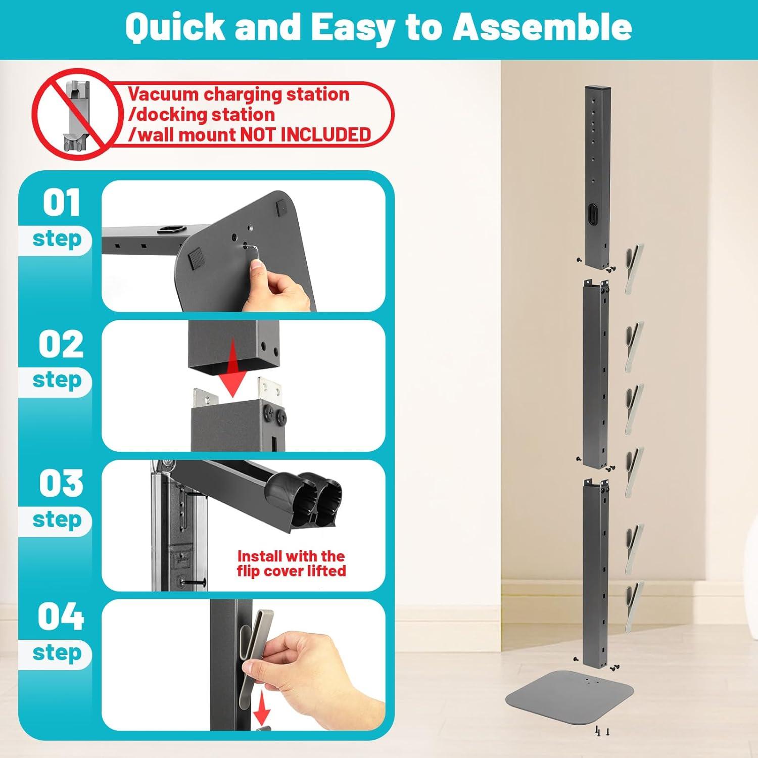 image:imageVacuum Stand Holder for Dyson Gen5 V8 V15 V12 V11 V10 V7 V6 FrontLine Metal Floor Docking Station with Builtin Cord Management SpaceSaving Organizer with 4 Hooks for Cordless Vacuum amp AccessoriesGray