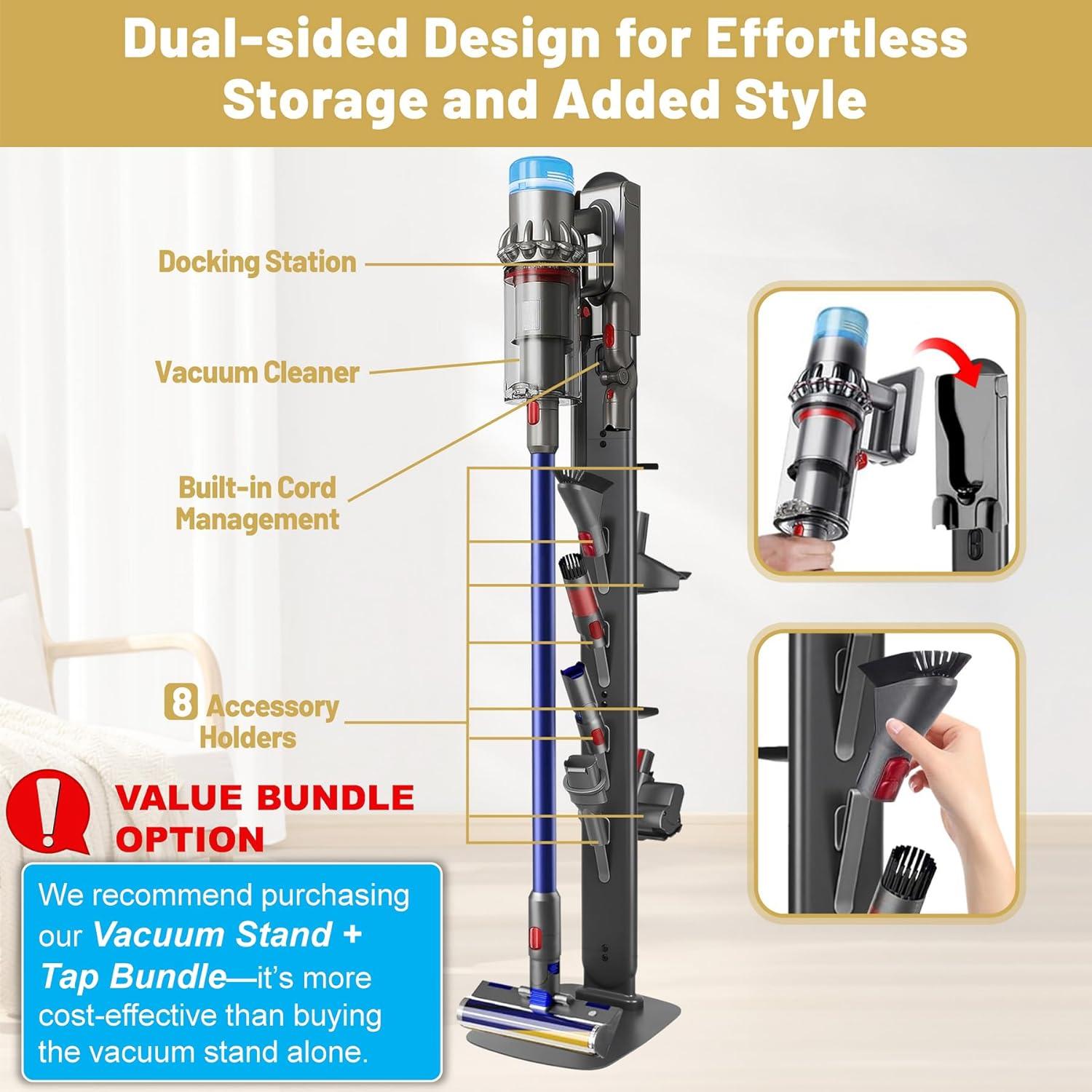 image:imageVacuum Stand Holder for Dyson Gen5 V8 V15 V12 V11 V10 V7 V6 FrontLine Metal Floor Docking Station with Builtin Cord Management SpaceSaving Organizer with 4 Hooks for Cordless Vacuum amp AccessoriesGray