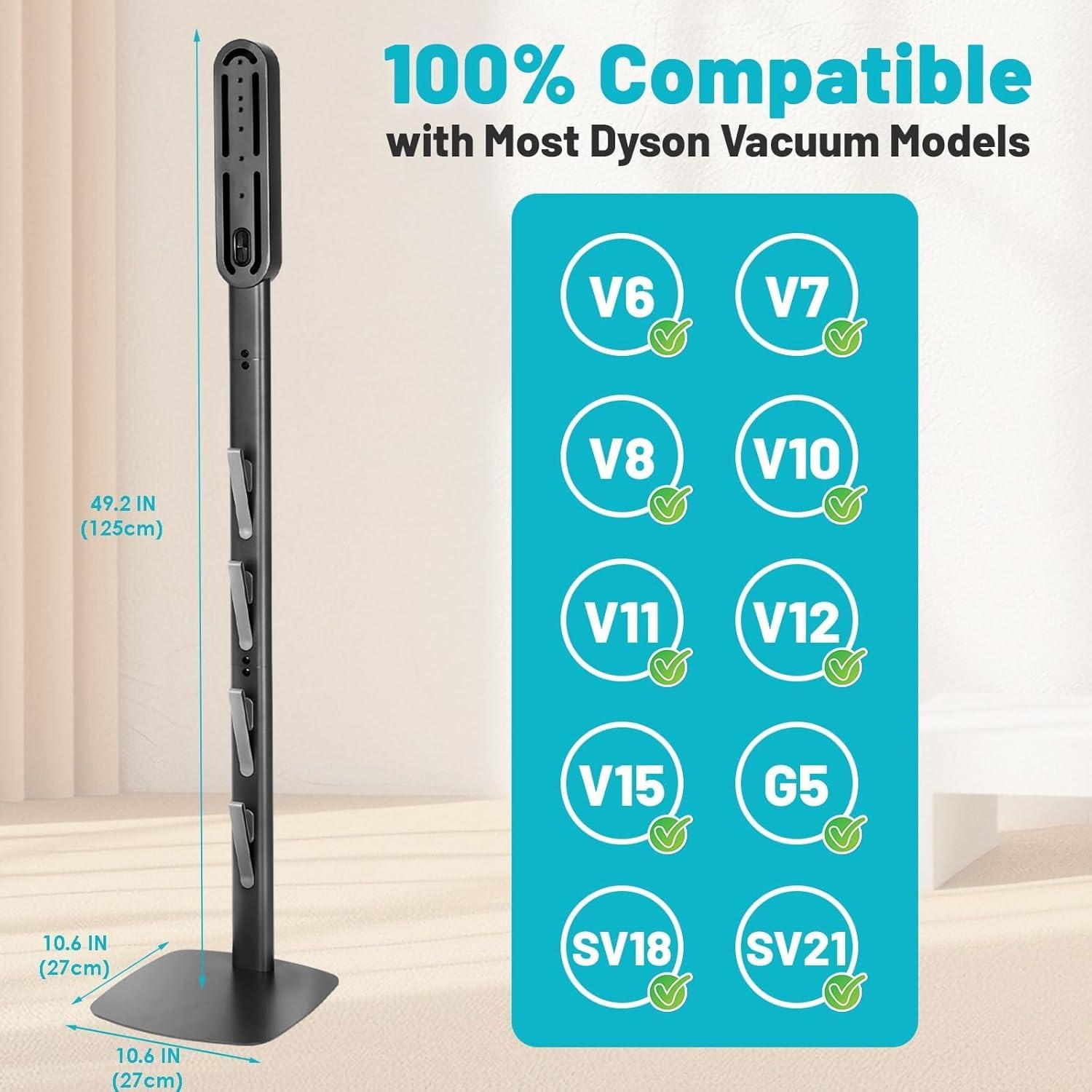 image:imageVacuum Stand Holder for Dyson Gen5 V8 V15 V12 V11 V10 V7 V6 FrontLine Metal Floor Docking Station with Builtin Cord Management SpaceSaving Organizer with 4 Hooks for Cordless Vacuum amp AccessoriesGray
