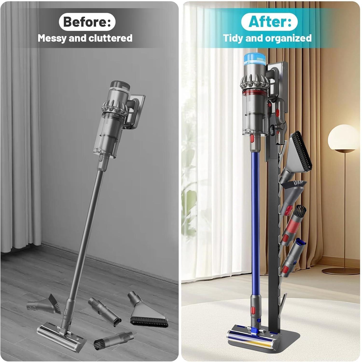image:imageVacuum Stand Holder for Dyson Gen5 V8 V15 V12 V11 V10 V7 V6 FrontLine Metal Floor Docking Station with Builtin Cord Management SpaceSaving Organizer with 4 Hooks for Cordless Vacuum amp AccessoriesGray