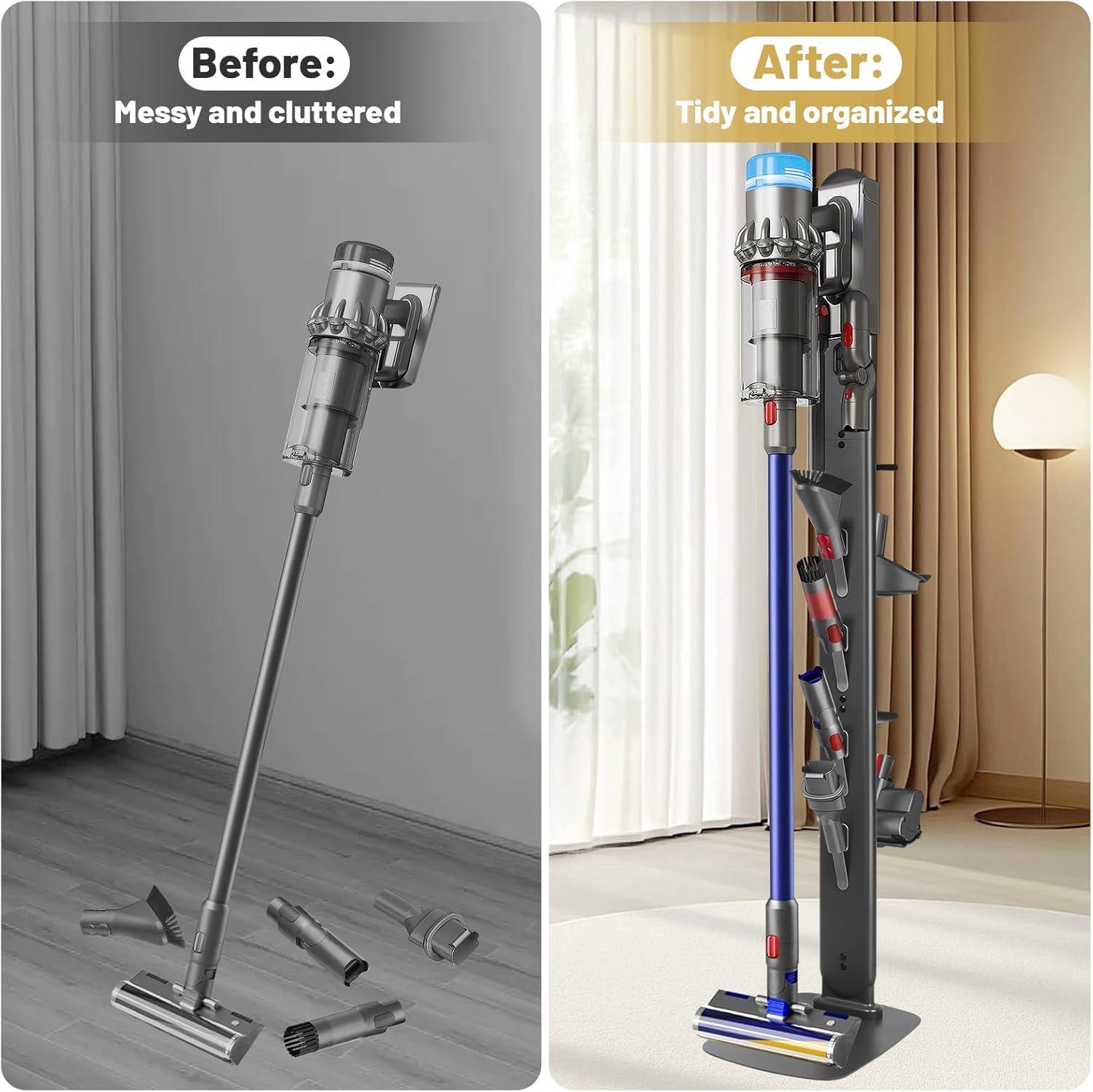 image:imageVacuum Stand Holder for Dyson Gen5 V8 V15 V12 V11 V10 V7 V6 FrontLine Metal Floor Docking Station with Builtin Cord Management SpaceSaving Organizer with 4 Hooks for Cordless Vacuum amp AccessoriesGray