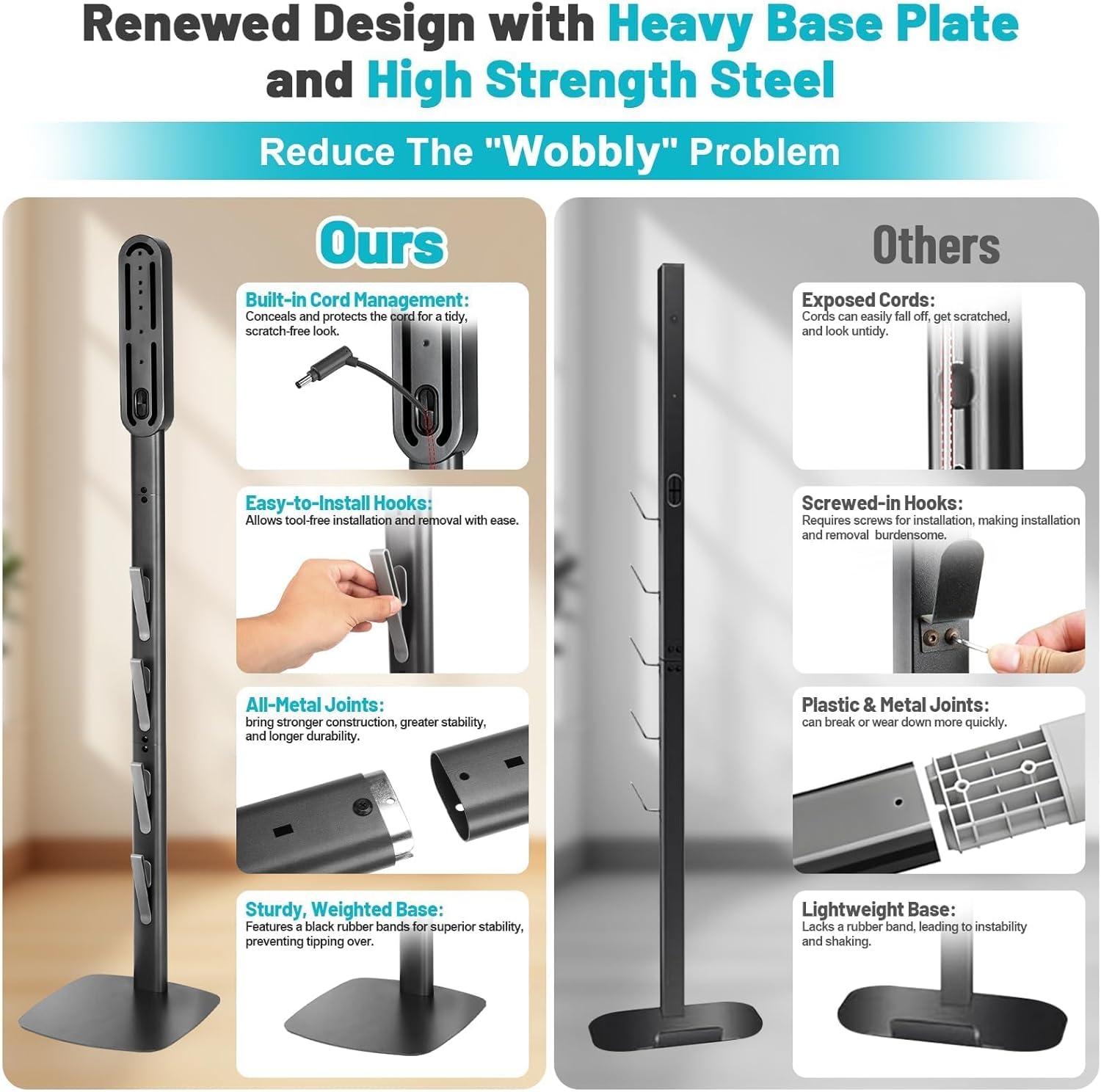 image:imageVacuum Stand Holder for Dyson Gen5 V8 V15 V12 V11 V10 V7 V6 FrontLine Metal Floor Docking Station with Builtin Cord Management SpaceSaving Organizer with 4 Hooks for Cordless Vacuum amp AccessoriesGray