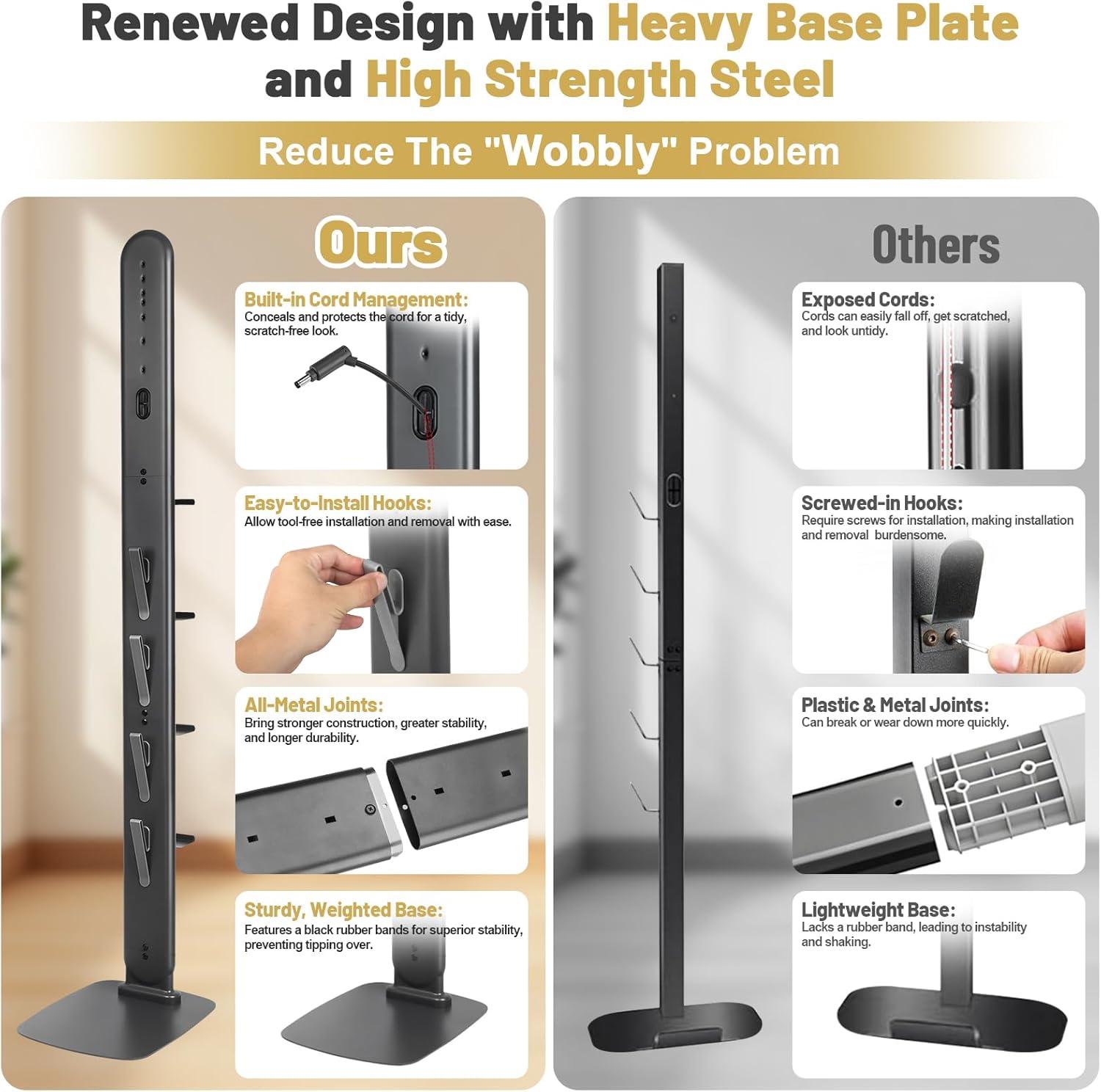 image:imageVacuum Stand Holder for Dyson Gen5 V8 V15 V12 V11 V10 V7 V6 FrontLine Metal Floor Docking Station with Builtin Cord Management SpaceSaving Organizer with 4 Hooks for Cordless Vacuum amp AccessoriesGray