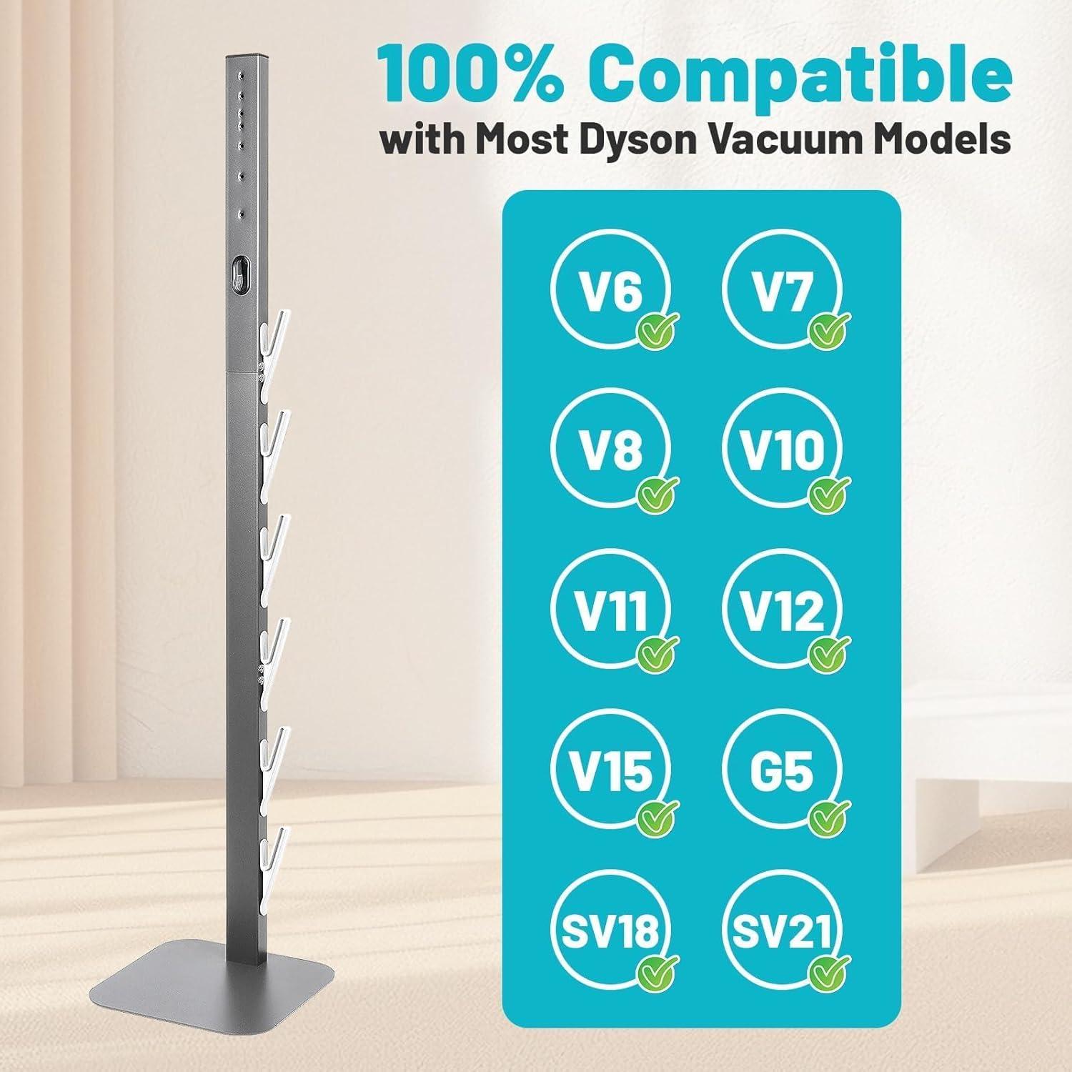 image:imageVacuum Stand Holder for Dyson Gen5 V8 V15 V12 V11 V10 V7 V6 FrontLine Metal Floor Docking Station with Builtin Cord Management SpaceSaving Organizer with 4 Hooks for Cordless Vacuum amp AccessoriesSliver