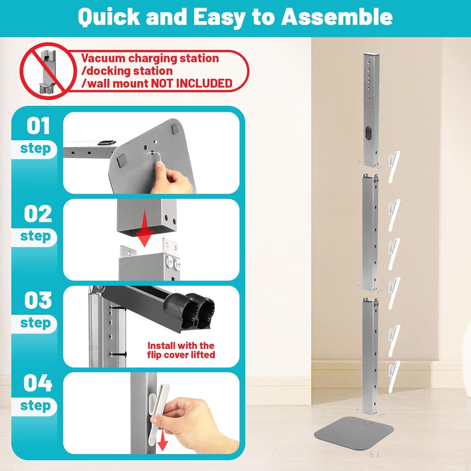 image:imageVacuum Stand Holder for Dyson Gen5 V8 V15 V12 V11 V10 V7 V6 FrontLine Metal Floor Docking Station with Builtin Cord Management SpaceSaving Organizer with 4 Hooks for Cordless Vacuum amp AccessoriesSliver
