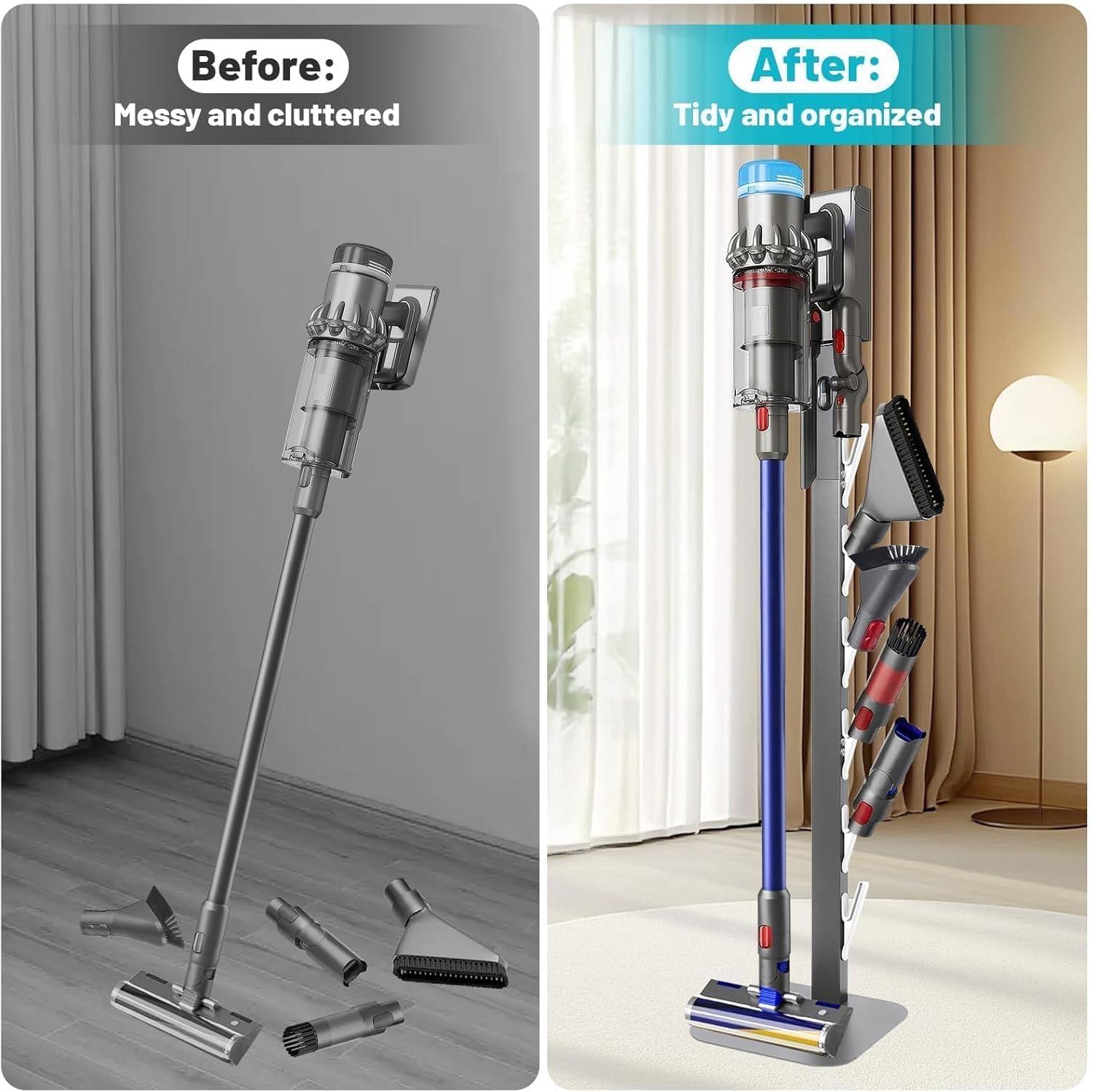 image:imageVacuum Stand Holder for Dyson Gen5 V8 V15 V12 V11 V10 V7 V6 FrontLine Metal Floor Docking Station with Builtin Cord Management SpaceSaving Organizer with 4 Hooks for Cordless Vacuum amp AccessoriesSliver