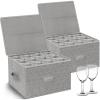image:imageCoffee Mug Storage Box 2 Pack with Dividers China Storage Containers Organizer Moving Supplies Hard Shell amp Stackable for Coffee Mugs Tea Cups wSturdy Lid amp Handles 24 Compartments GreyWine Glass Storage  2pcs
