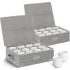 image:imageCoffee Mug Storage Box 2 Pack with Dividers China Storage Containers Organizer Moving Supplies Hard Shell amp Stackable for Coffee Mugs Tea Cups wSturdy Lid amp Handles 24 Compartments GreyMug and Cup Storage  2pcs