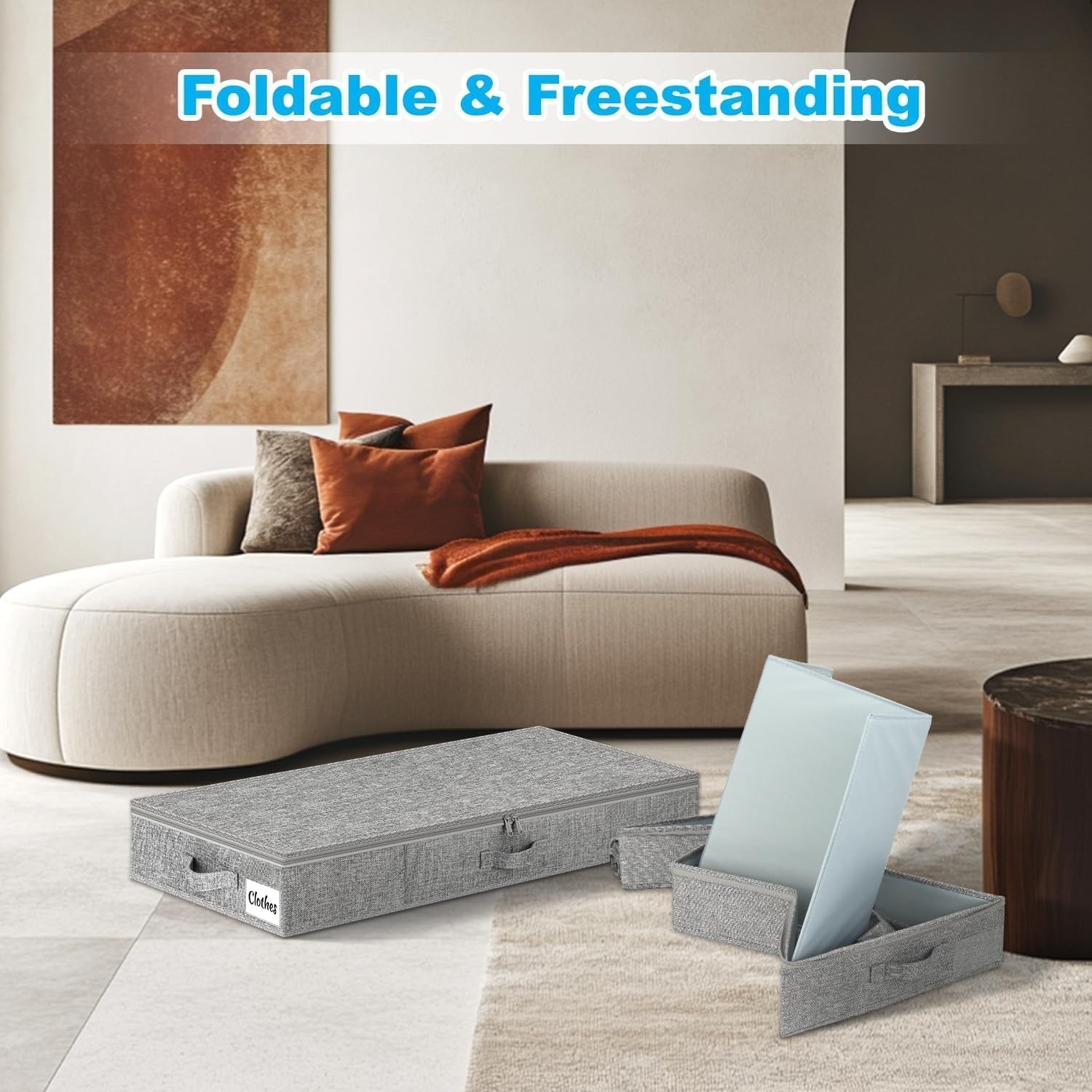 image:image5 Inch Low Profile Under Bed Storage Drawer 2 Pack Lightweight Underbed Clothes Storage Container Bins With NO STURCTURE Shallow Storage Bag for Dorm amp Home With Clear Lids amp WaterResistant FabricRigidGray2 Pack